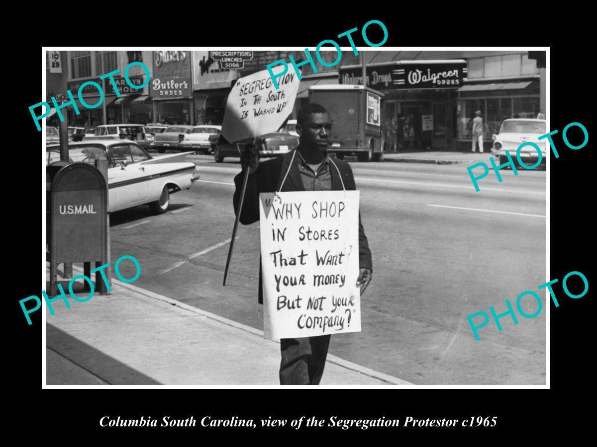 OLD LARGE HISTORIC PHOTO COLUMBIA SOUTH CAROLINA SEGREGATION PROTESTOR c1965