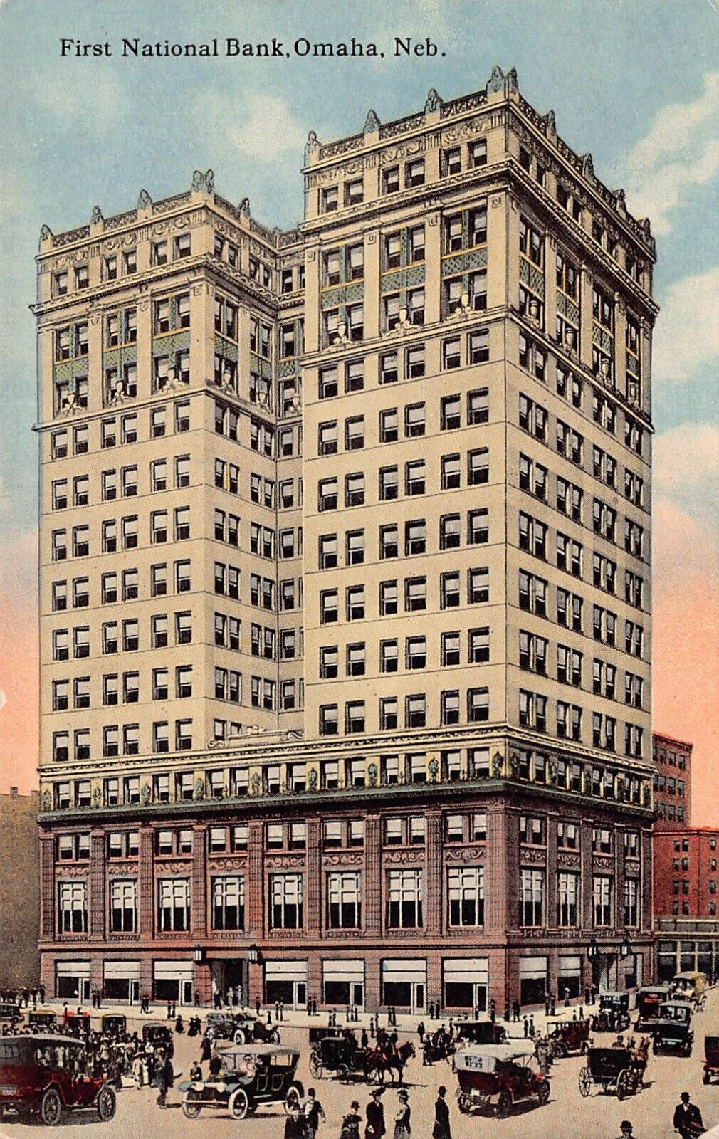 (1916) Omaha Nebraska NE First National Bank Building Postcard