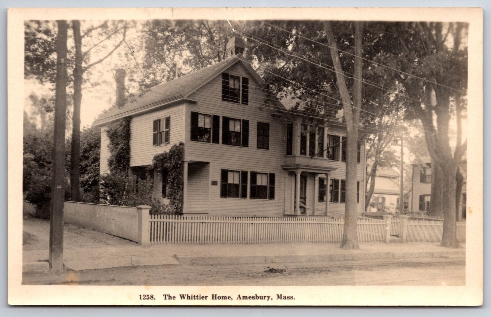 RPPC~Amesbury Massachusetts~The Whittier Home Street View~Real Photo Postcard