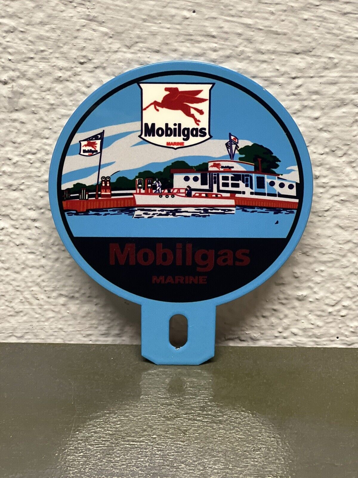 Mobilgas Marine Metal Plate Topper Sign Gas Oil Boat Sales Service Boat Water