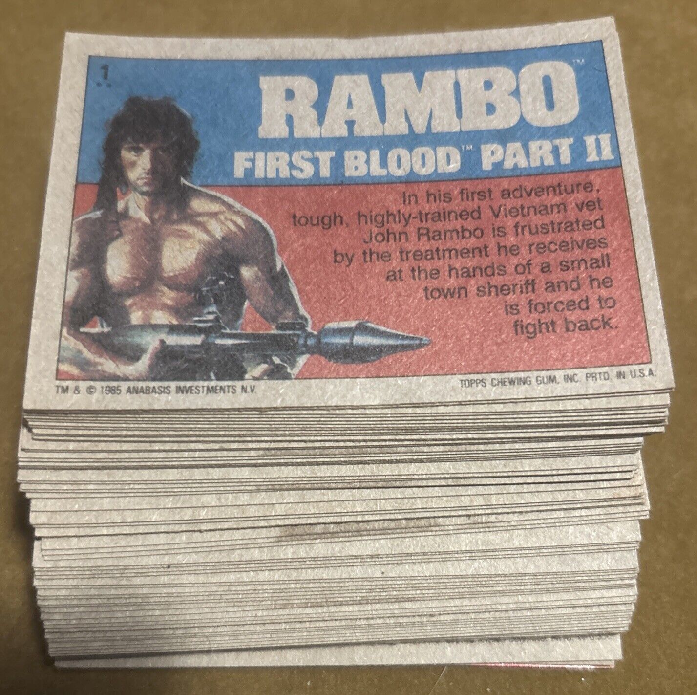 1985 Topps RAMBO First Blood Part 2 Complete Trading Card Base Set (66) STALLONE