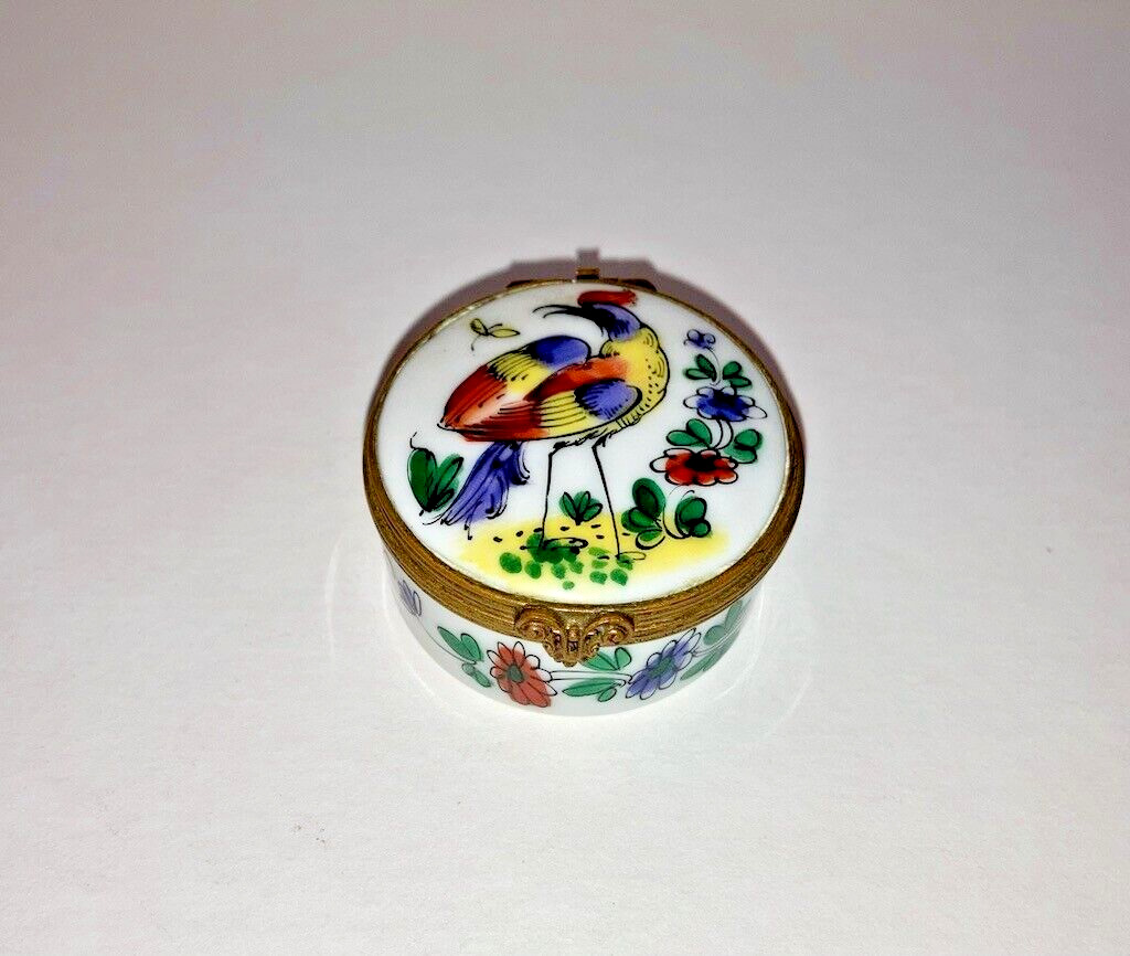 Vintage Limoges France Hand Painted Trinket Box Bird