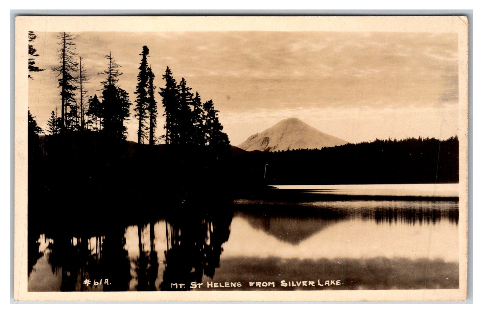 RPPC OF MT. ST. HELENS FROM SILVER LAKE, WASHINGTON 1920s