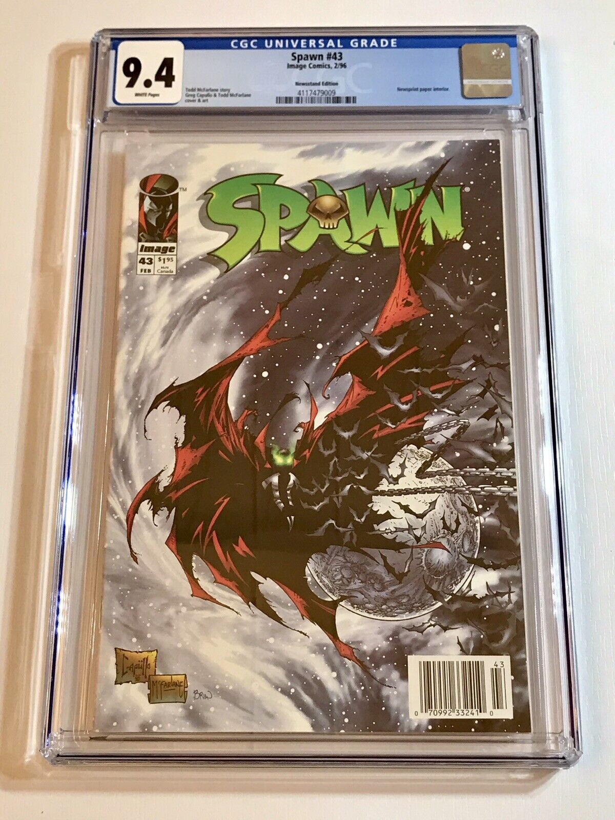 1996 Spawn #43 *SCARCE* NEWSSTAND CGC 9.4 WHITE PAGES RARE CENSUS POPULATION 2