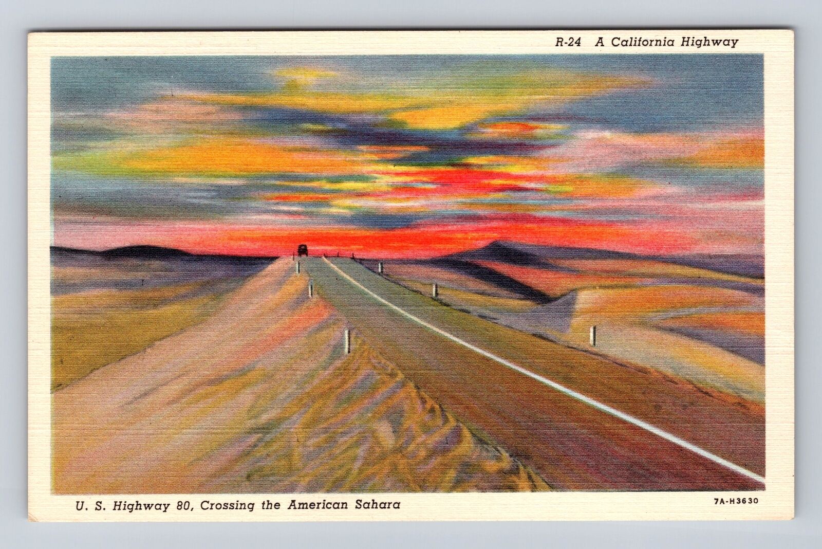 CA- California, US Highway 80, Antique, Vintage Souvenir Postcard