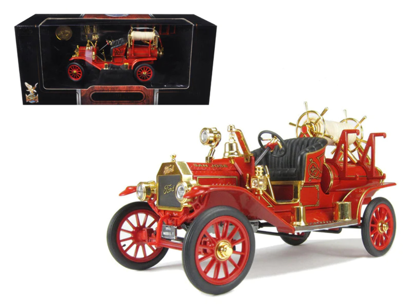 1914 Ford Model T Fire Engine Red 1/18 Diecast Model