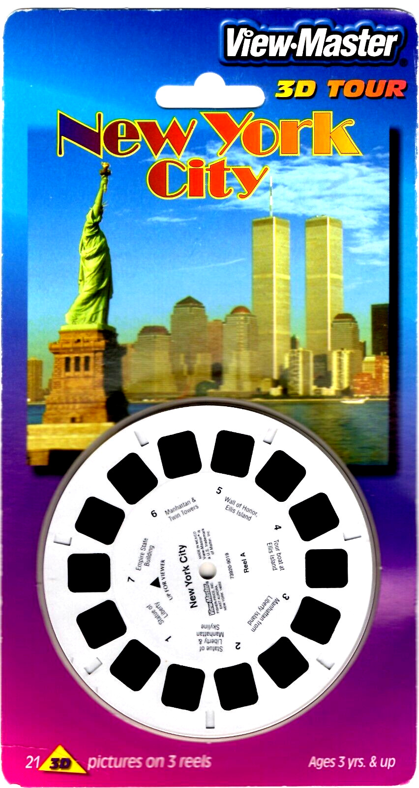 NEW YORK CITY  3D View-Master 3 Reel Packet NEW SEALED SHOWING TWIN TOWERS🇺🇸