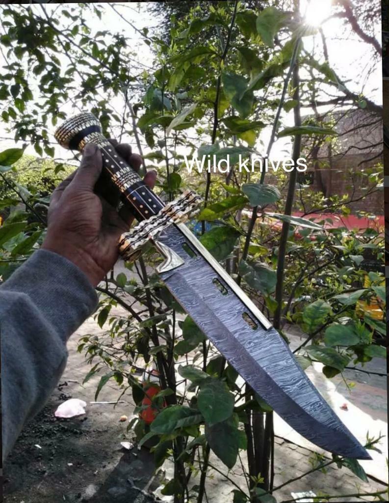 FOR EASTER GIFT 20 INCHES DAMASCUS SteeL GORGEOUS DAGGER  WITH LEATHER SHEATH