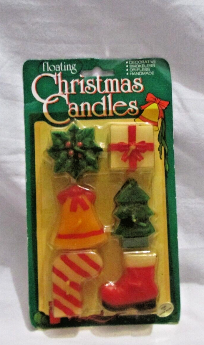 Vintage Floating Christmas Candles Tree Stocking Present Candy Cane Candle float