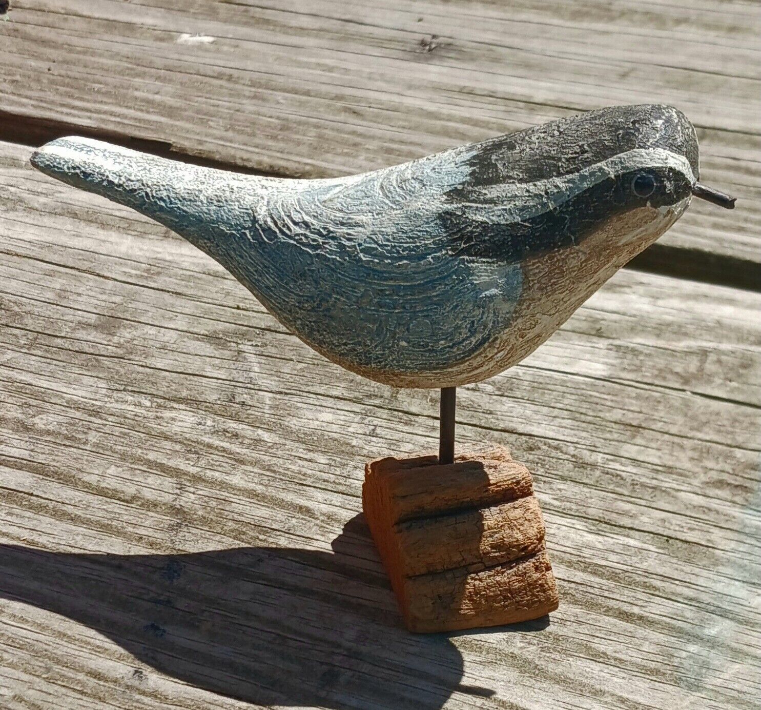 Wood Carved Red-breasted Nuthatch Bird Carving Richard Morgan