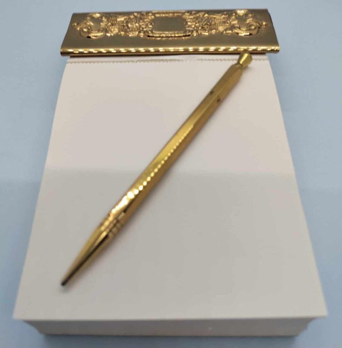  Rare VTG Stik magnetic mechanical pencil with gold toned writing / note pad