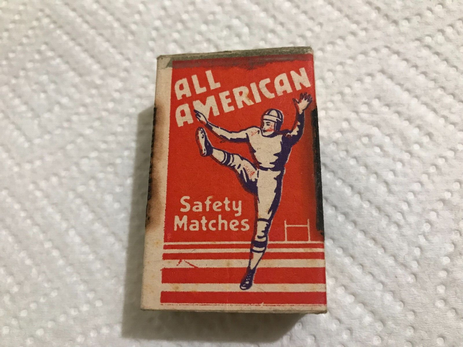 Old Vintage Matchbook All American Football Themed Safety Matches Matchbox 1-H