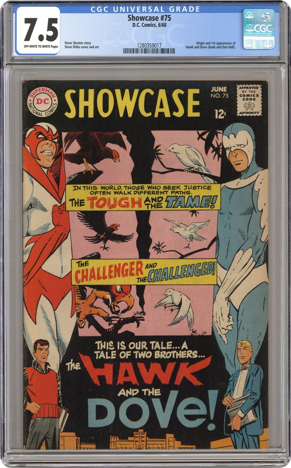 Showcase #75 CGC 7.5 1968 1280359017 1st app. Hawk and Dove