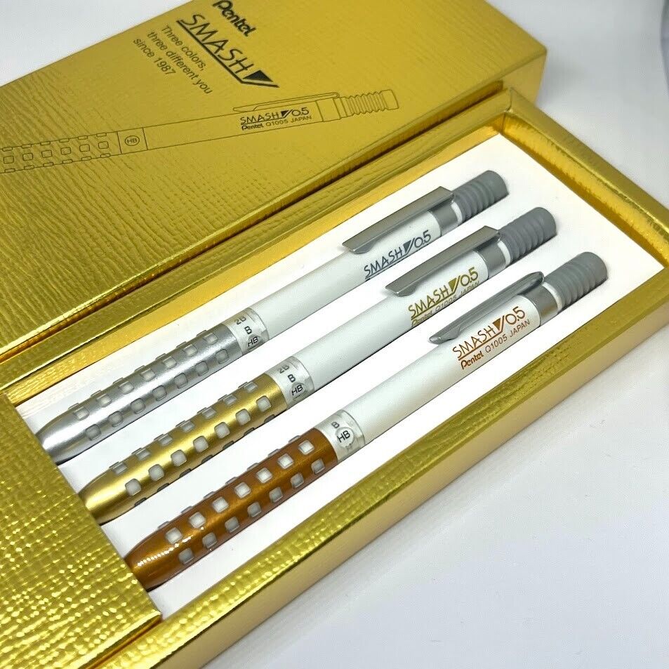 Pentel Smash Tsutaya Limited Edition Gold&Silver&Bronze 3 Set Pencils from Japan