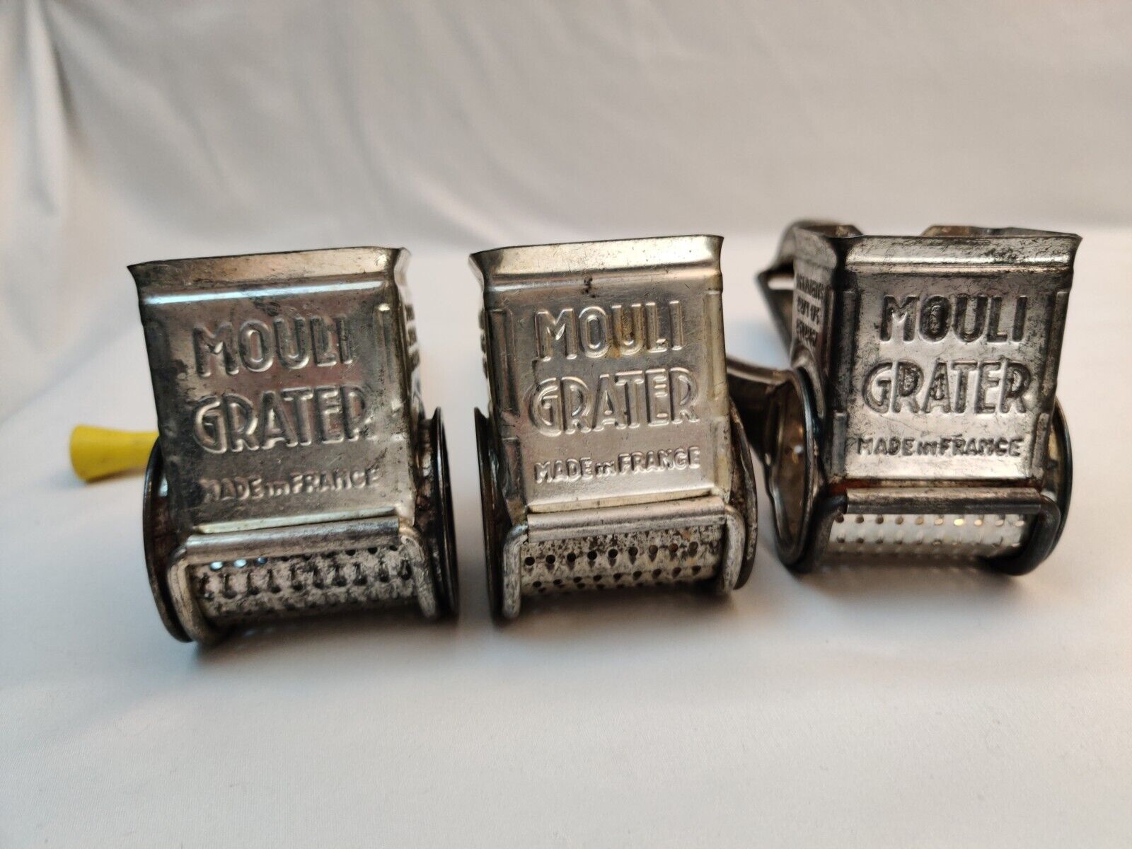 (Lot of 3) Vintage MOULI Rotary Hand Cheese/Spice Grater Metal Made In France
