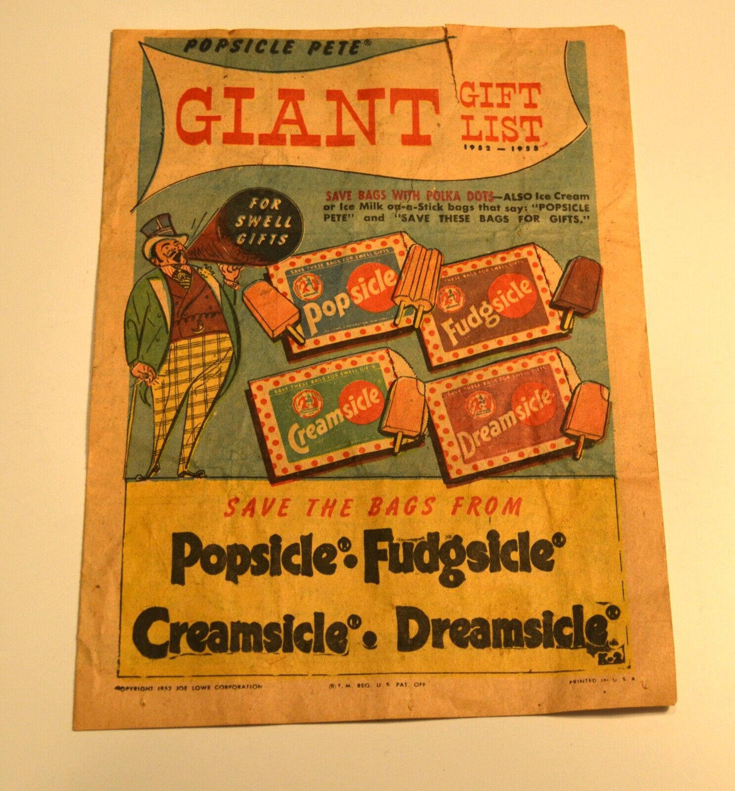 Popsicle Pete’s 1952-1953 “ Giant Gift List “ Brochure
