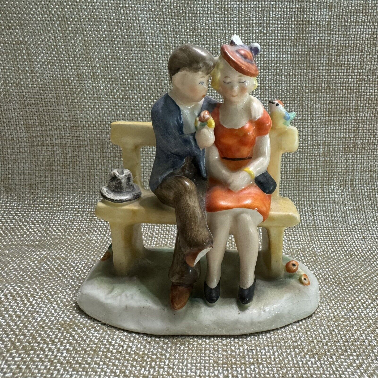 Goebel Kinderland Figurine Man and Woman on Bench GF 94 TMK2 Full Bee 3 1/2\
