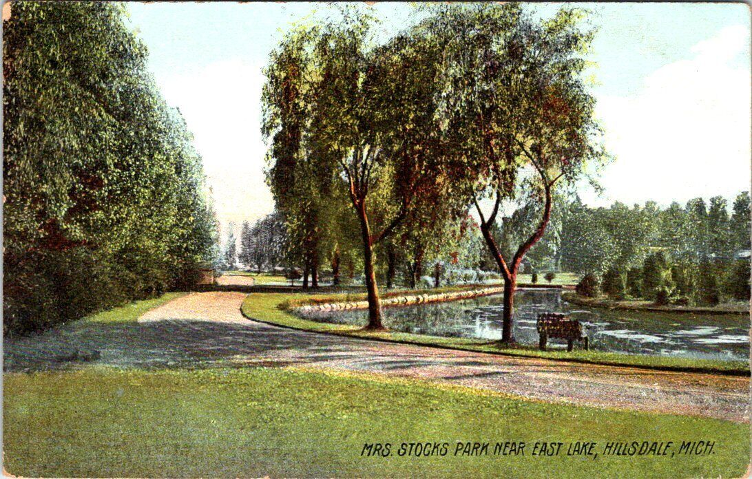 Mrs. Stocks Park near East Lake, HILLSDALE, Michigan Postcard - Rotograph Co.