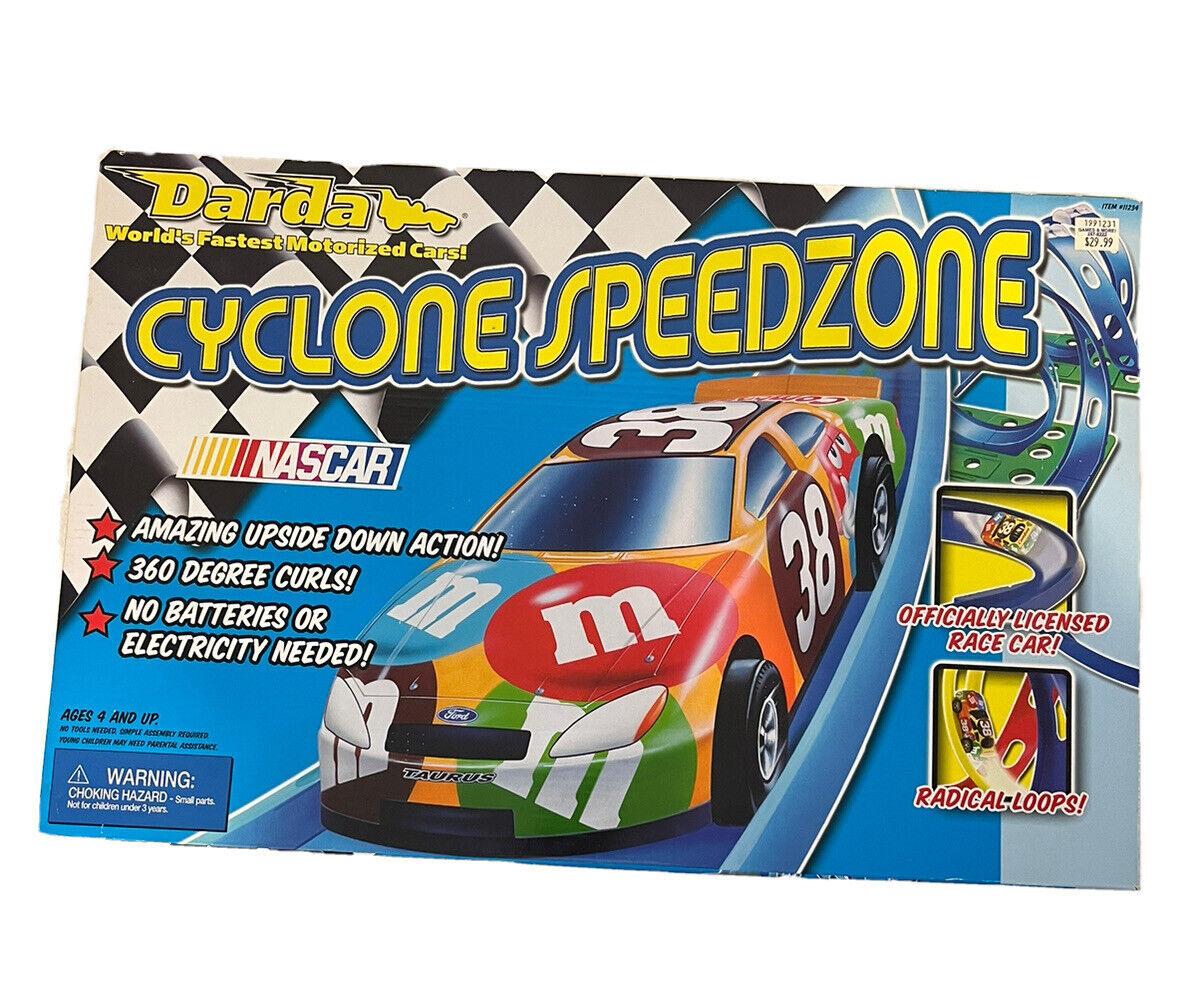 Rare M&M\'s NASCAR Cyclone Speedzone Non Electric Race Car Set - NIB 2005