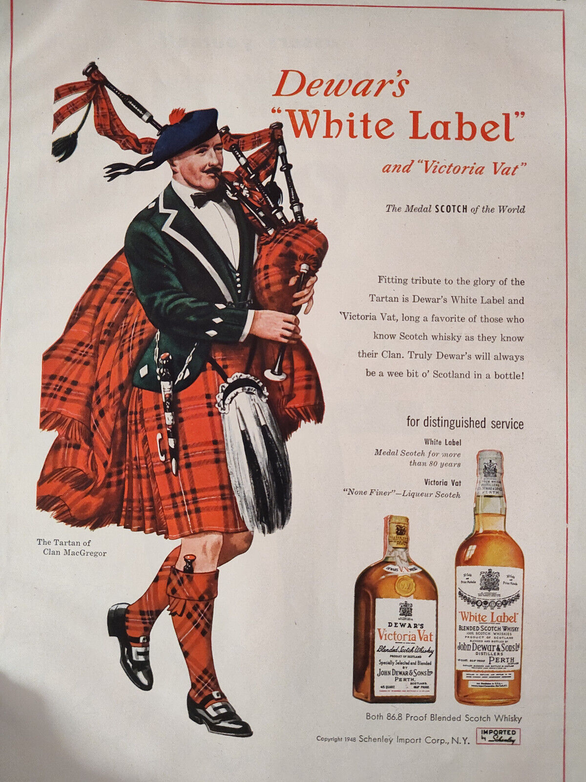 1948 Esquire Art Ads Dewar\'s White Label Scotch Whiskey Van Heusen Shirts