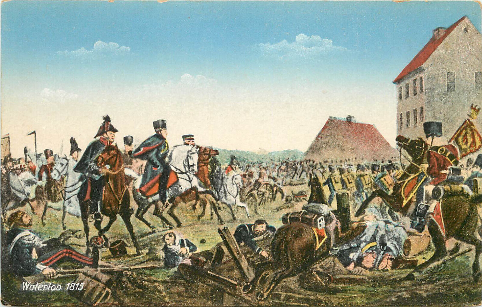 Vintage Postcard Depicting Battle of Waterloo 1815 Battle Of Mont St. Jean