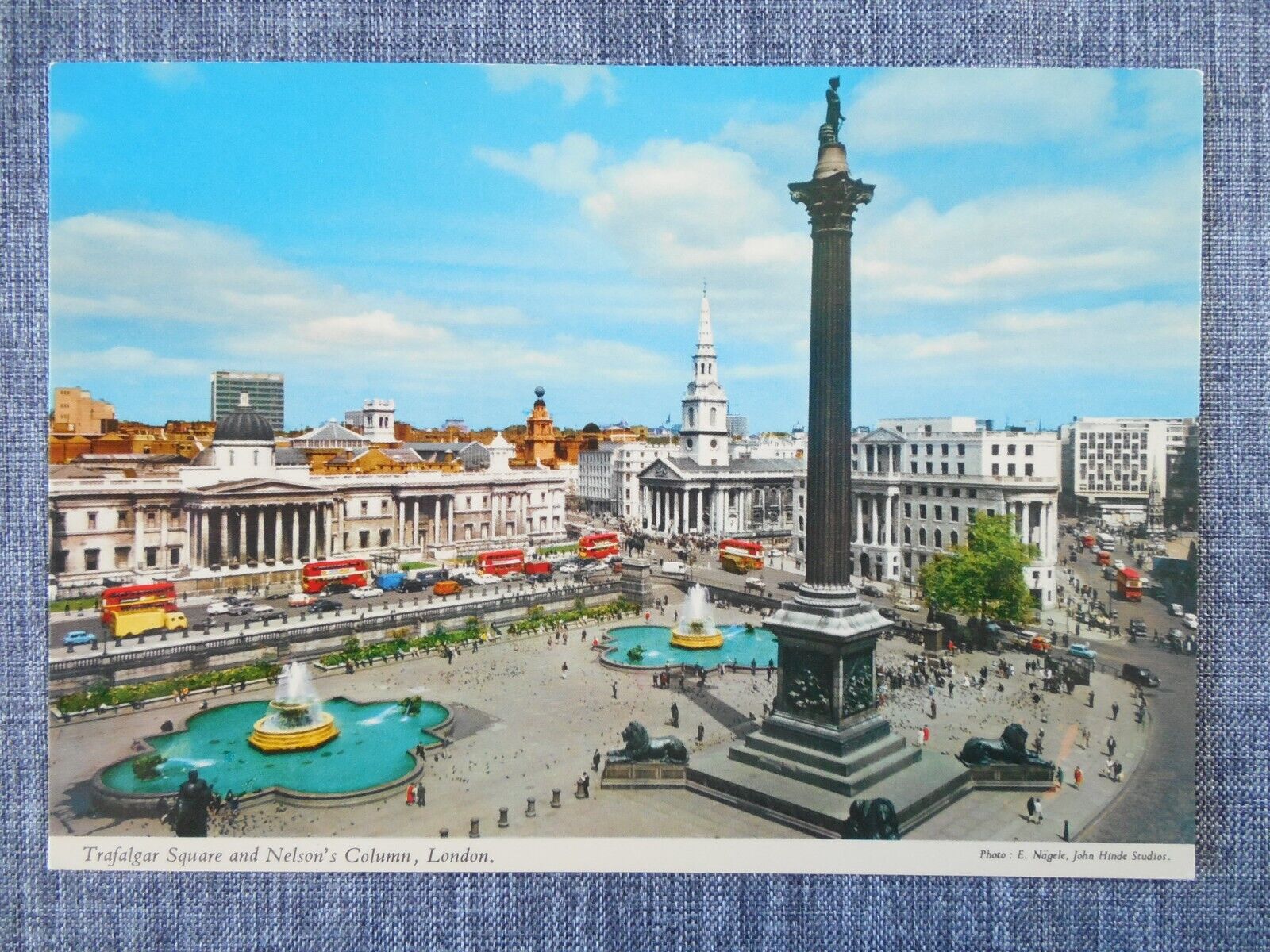 Trafalgar Square Nelson's Column Vintage Postcard Unposted London England Pool