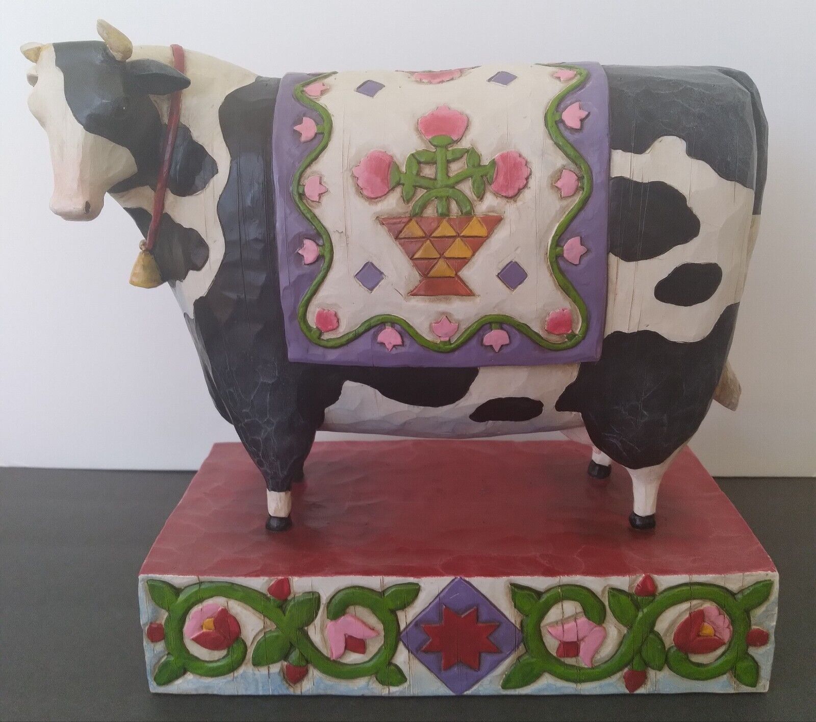 Jim Shore 2004 HEARTWOOD CREEK Folk Art Milk Cow Large & Colorful Cow RETIRED
