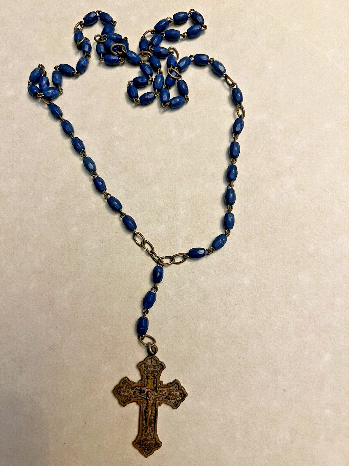 Rosario Virgen Dolorosa The Rosary of Our Lady of 7 Sorrows Blue Bakelite beads