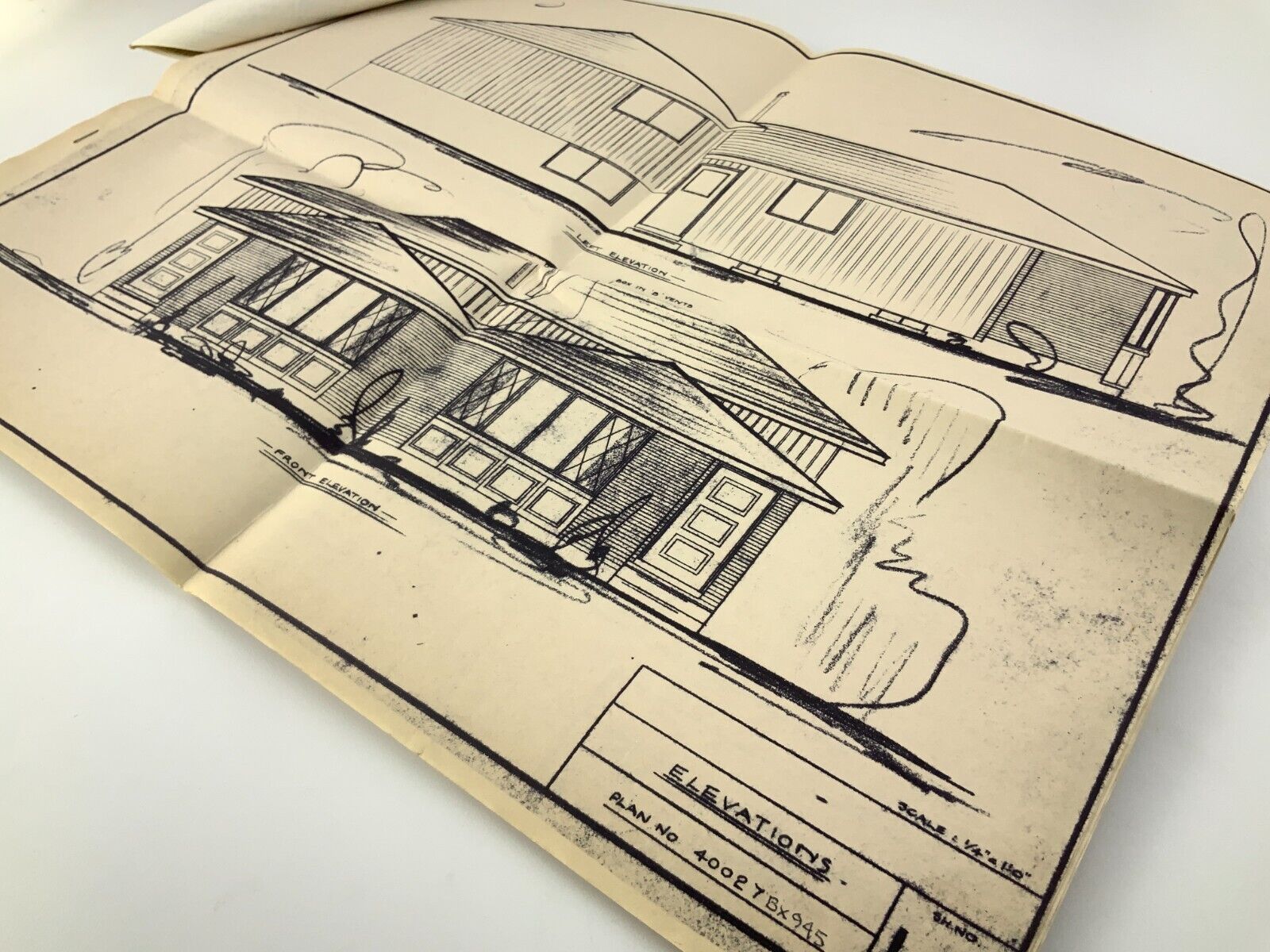 1977 MCM Mid Century Modern House Design Home Sketch Outline Ontario BB950