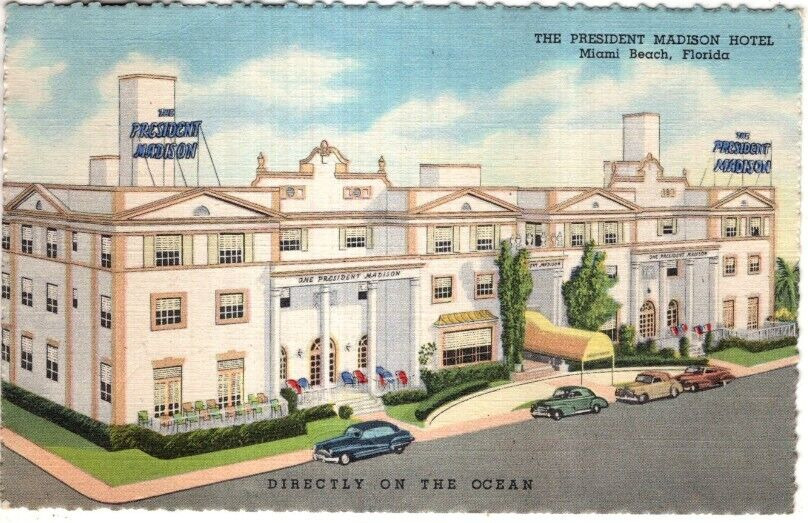 LINEN Postcard     THE PRESIDENT MADISON HOTEL  -  MIAMI BEACH, FLORIDA