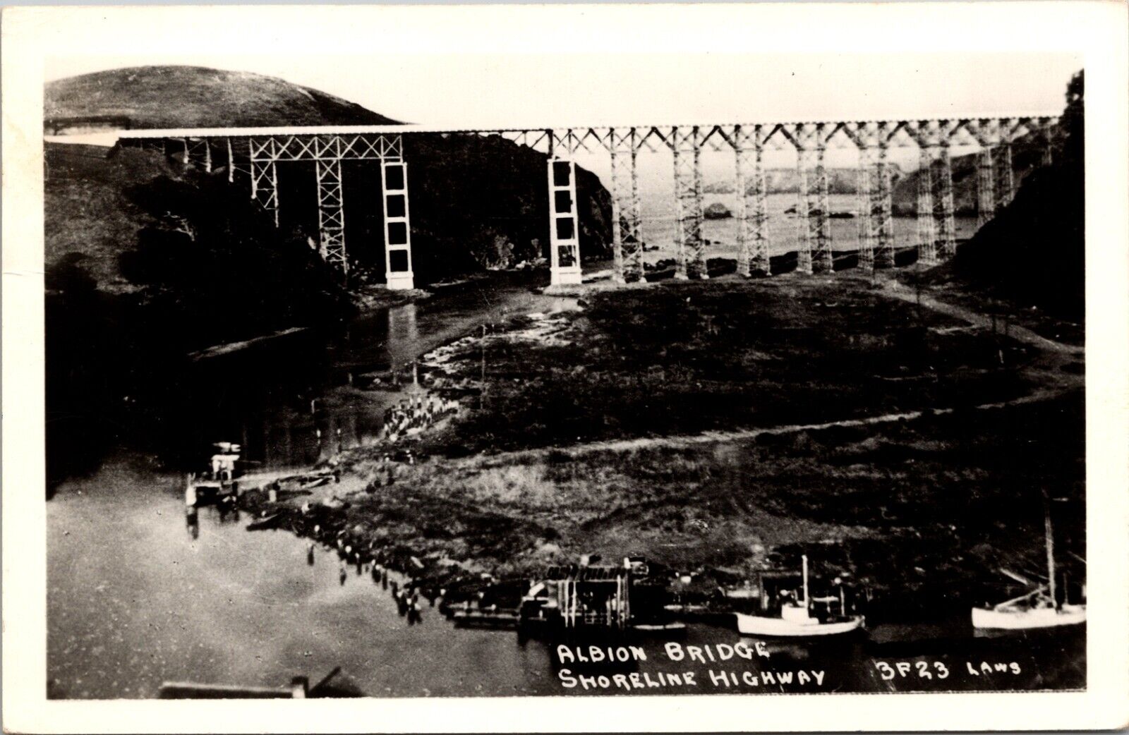 Little River California Albion River Bridge Shoreline HWY RPPC Postcard