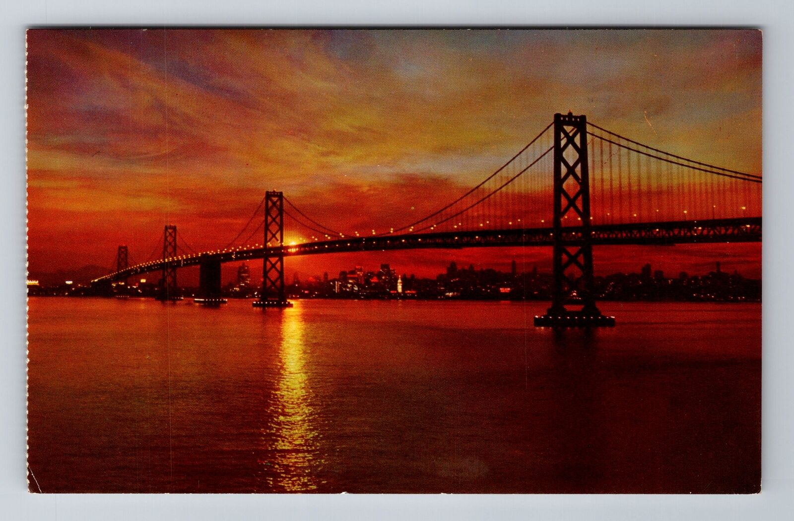 San Francisco CA-California, Sunset Bay Bridge Antique, Vintage Postcard