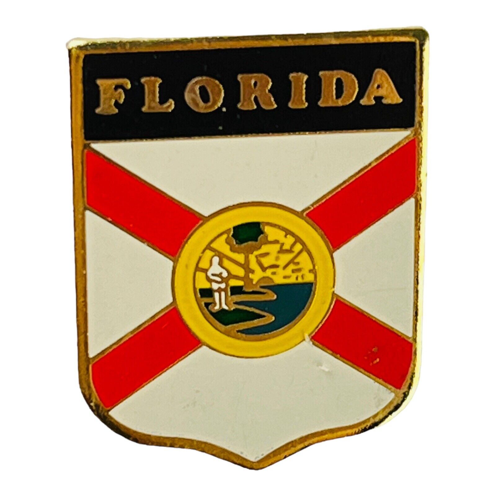 Vintage Florida State Flag Crest Lapel Hat Pin Travel Souvenir Gift