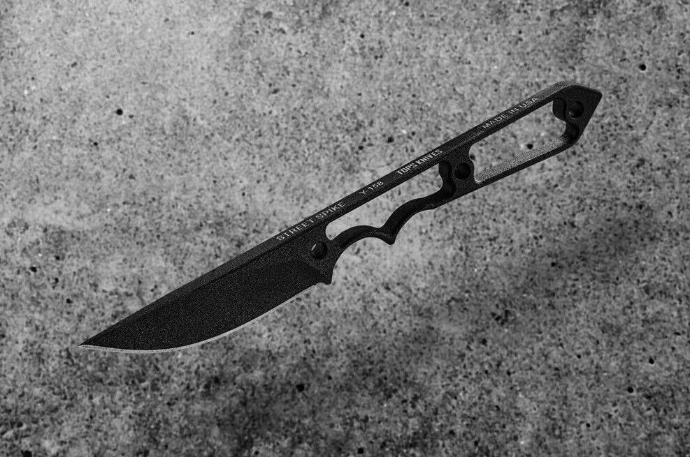 TOPS Street Spike Fixed Knife Carbon Steel Blade Skeletonizing Handle STS01