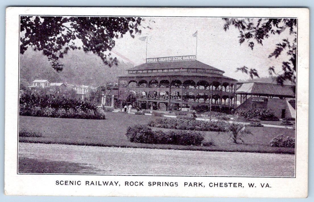 1910's CHESTER WEST VIRGINIA WV ROCK SPRINGS PARK SCENIC RAILWAY THICK POSTCARD