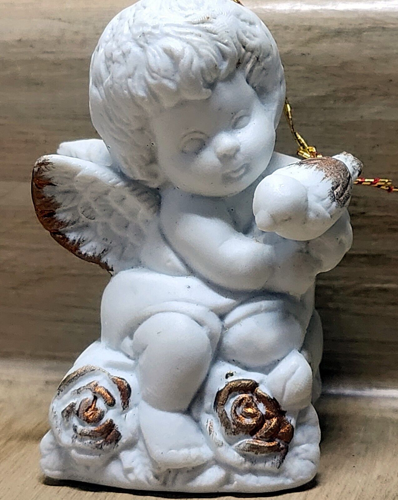 Vintage Hermitage Pottery ONE Porcelain Angel With Bird Please See Desc. & Pic