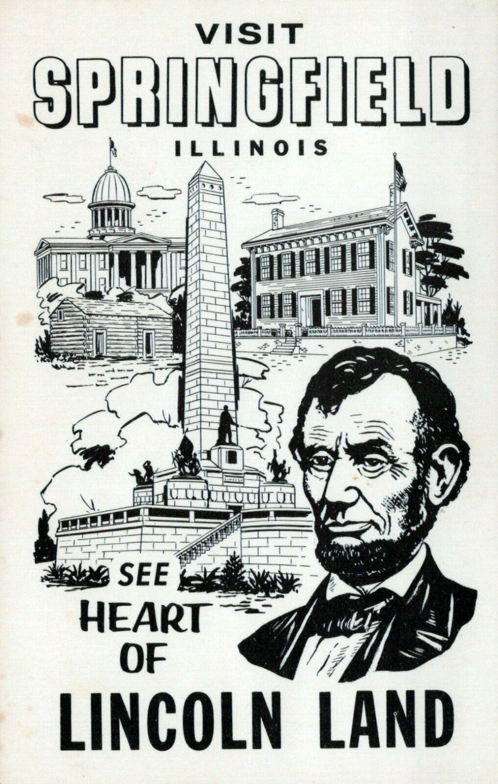 Visit Springfield Illinois See Heart Of Lincoln Land Vintage Chrome Post Card
