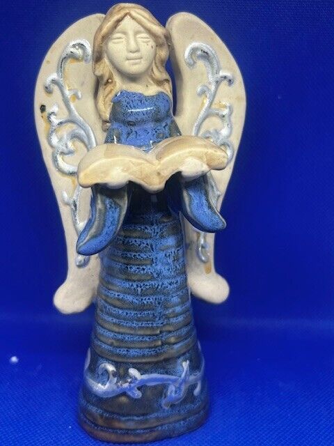 Vintage Angel Blue Ceramic Christmas Figurine