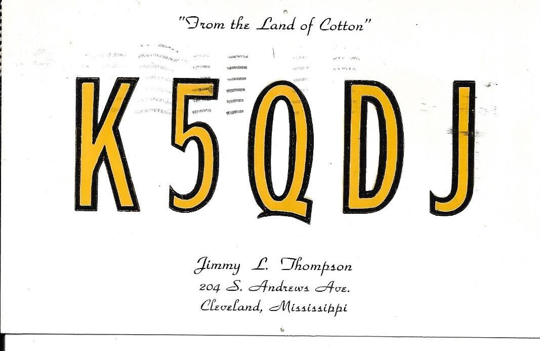 QSL 1959 Cleveland MS   radio card