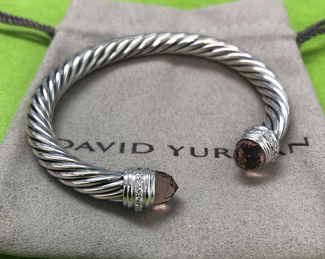 David Yurman 7mm Cable Color Classic Bracelet & Silver Morganite & Diamonds M