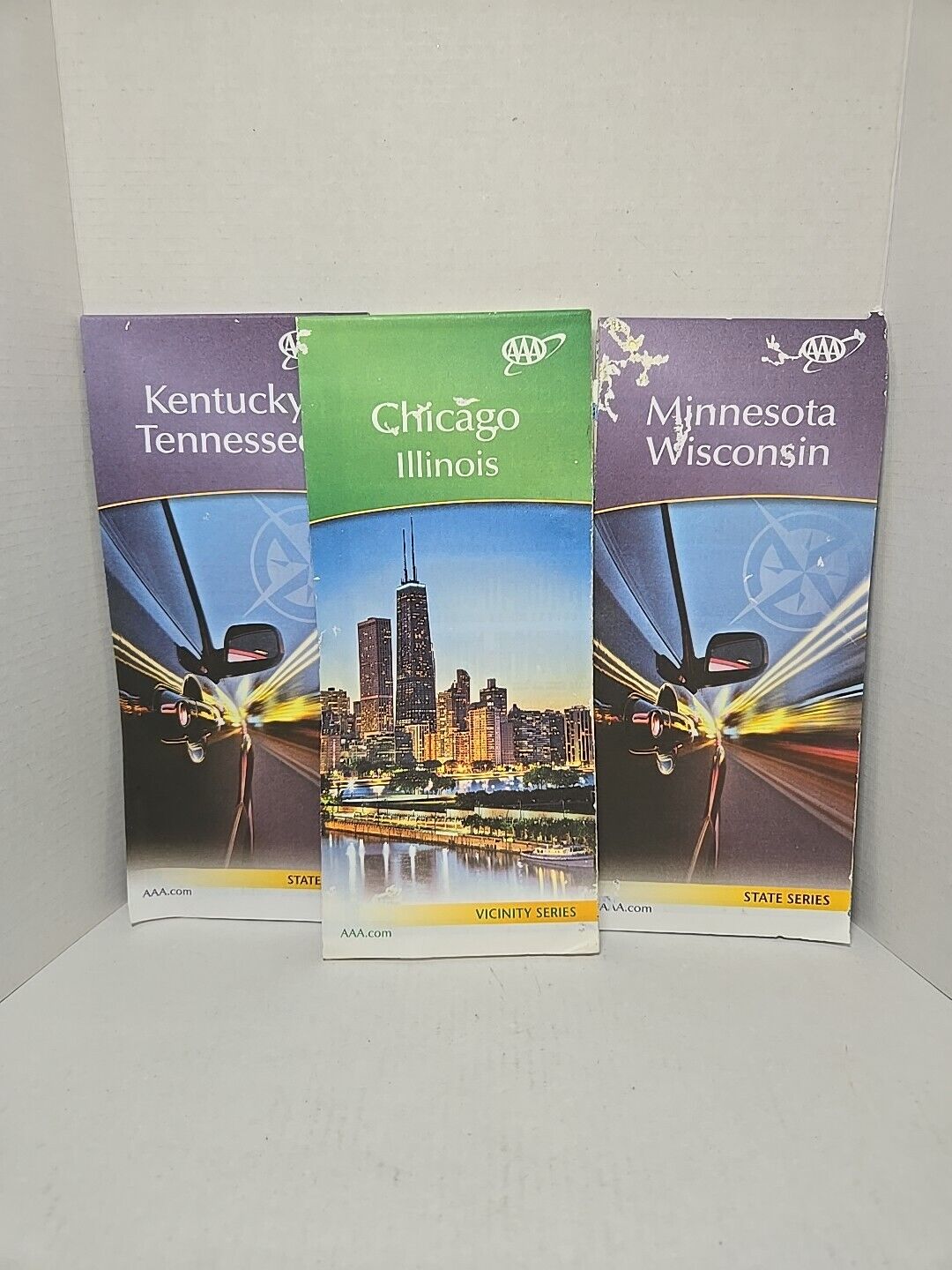 Lot Of 3 AAA Road Maps Chicago Minnesota Kentucky State Series & Vicinity Series