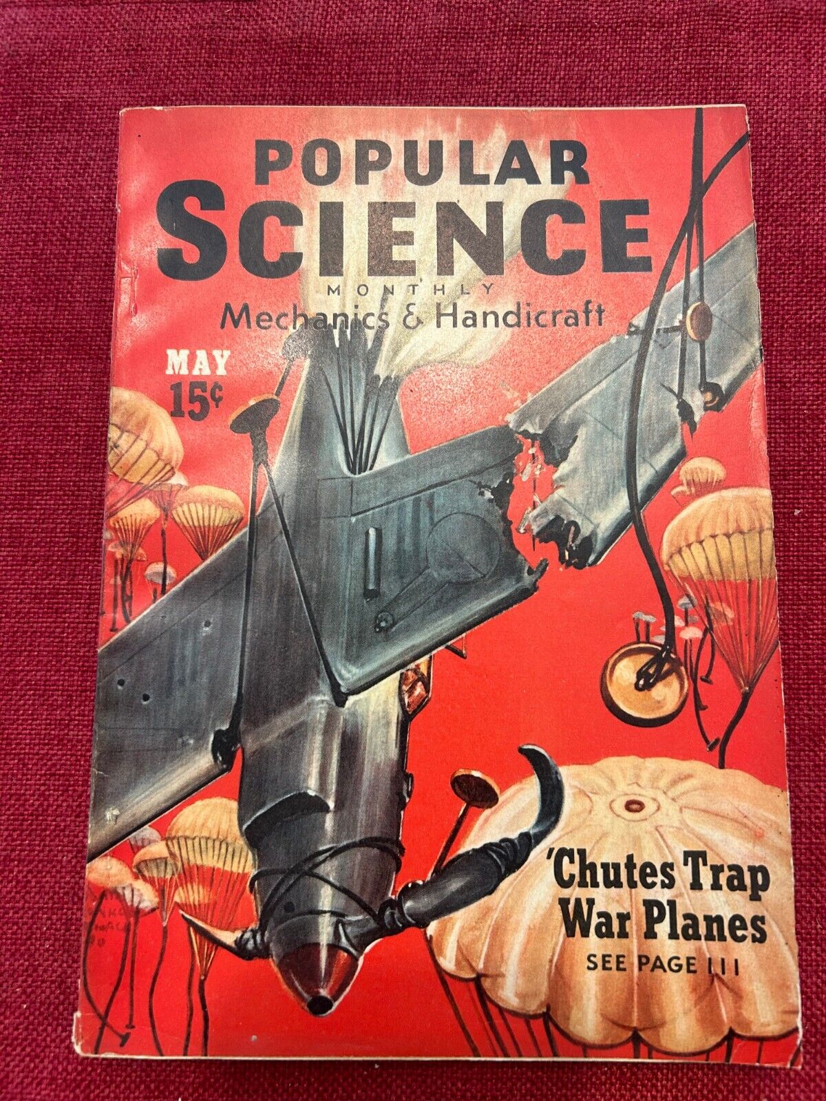 Vintage Popular Science Monthly May 1940 Chutes Trap War PLanes Vol 136 RARE