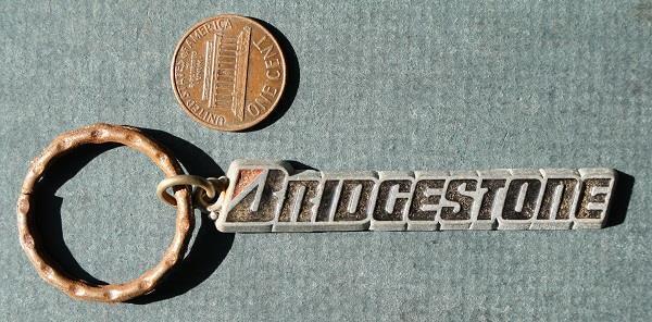 1980-90s Era Bridgestone Tires heavy metal logo keychain VINTAGE COOL--