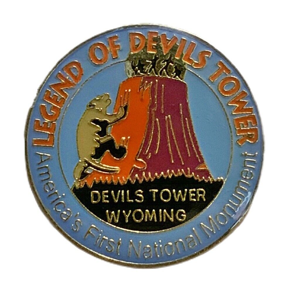 Vintage Devils Tower Wyoming Legend of Devils Tower Travel Souvenir Pin