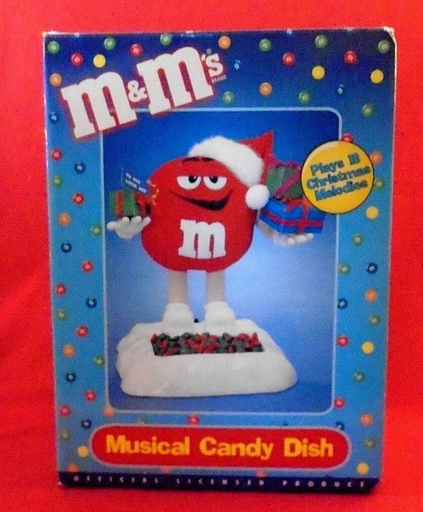 M&M\'s Musical Candy Dish Dispenser & Original Box Plays 18 Christmas Songs 