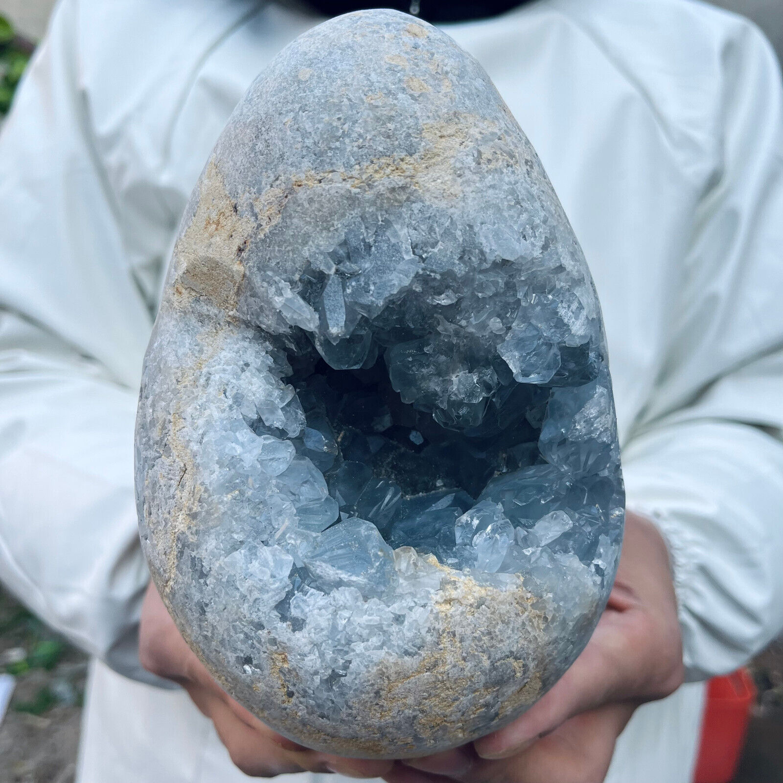 8.3lb Large Natural Blue Celestite Crystal Geode Quartz Cluster Mineral Specime