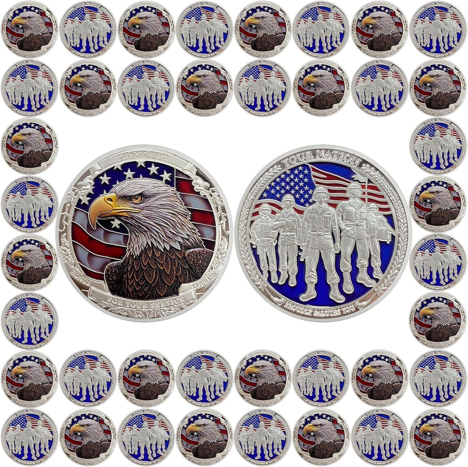 42Pcs Military Thank You for Your Service Challenge Coin Veterans Soldiers Gift