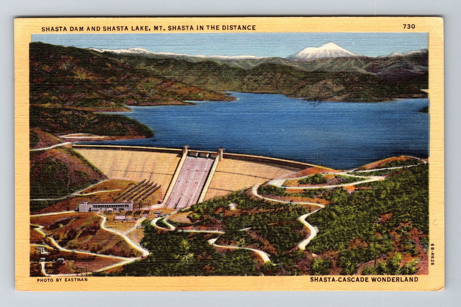 Mt Shasta CA-California, Shasta Dam, Shasta Lake, c1948 Vintage Postcard