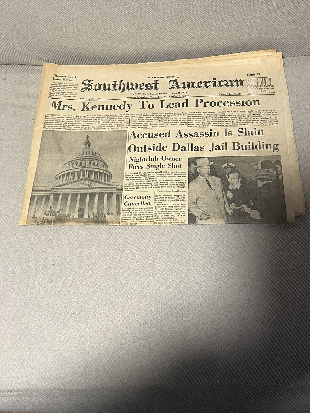 Four 1963 John F. Kennedy Assassination Headline Newspapers