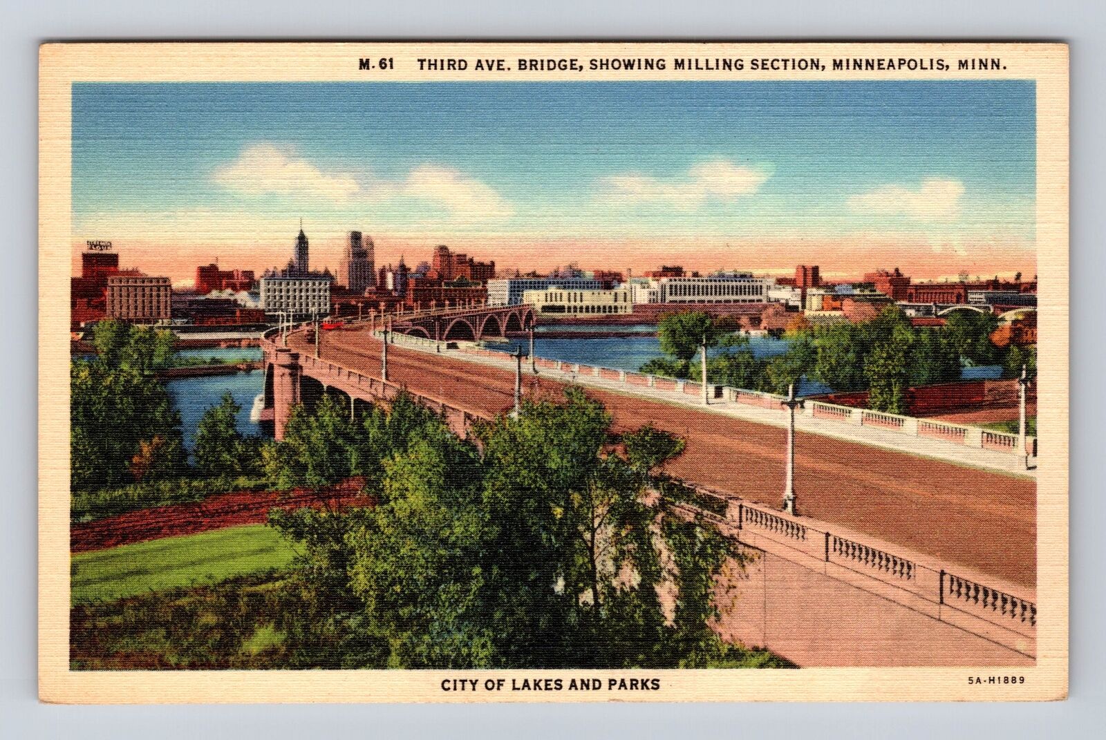Minneapolis MN-Minnesota, Third Avenue Bridge, Antique, Vintage Postcard
